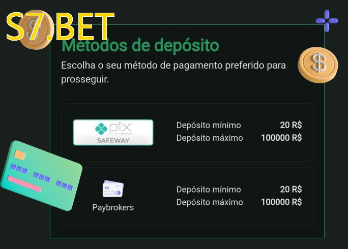 O cassino S7.BETbet oferece uma grande variedade de métodos de pagamento